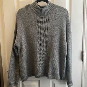 Halogen [SIZE L] Grey Knit Mock-Neck Sweater